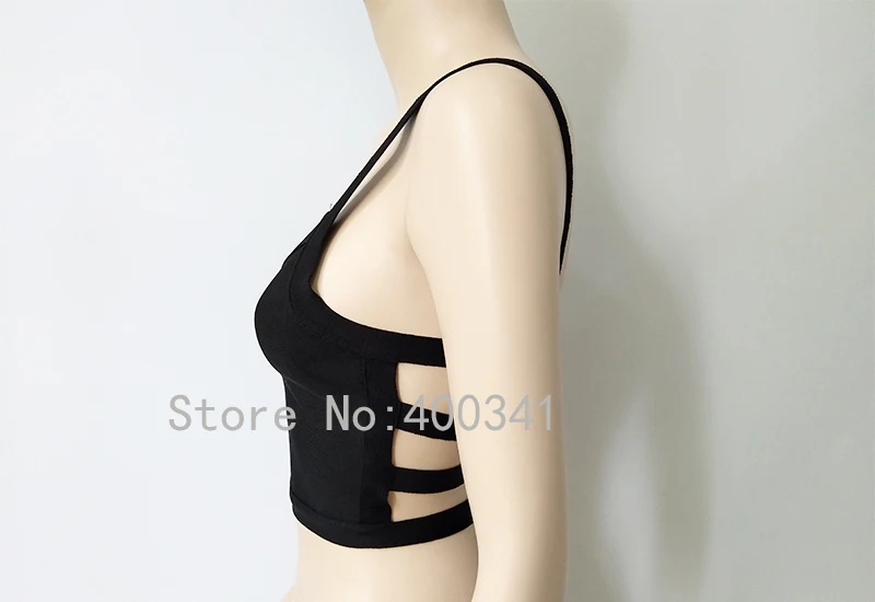2019 new arrivals womens elastic bandage crop top spaghetti strap busty solid candy color v-neck hot sale  EV1529