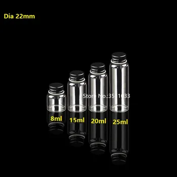 

30PCS 8ML 15ML 20ML 25ML Empty Clear Cosmetic Glass Bottle With Aluminium Cap Black Small Sample Refillable Bottle Jar Packaging