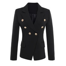 HIGH QUALITY New Fashion 2017 Runway Style Women’s Gold Buttons Double Breasted Blazer Outerwear size S-XXL