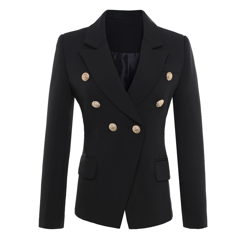 Acheter Haute qualité nouvelle mode 2019 Style de piste femmes boutons en or Double boutonnage blazer extérieur grande taille S XXXL