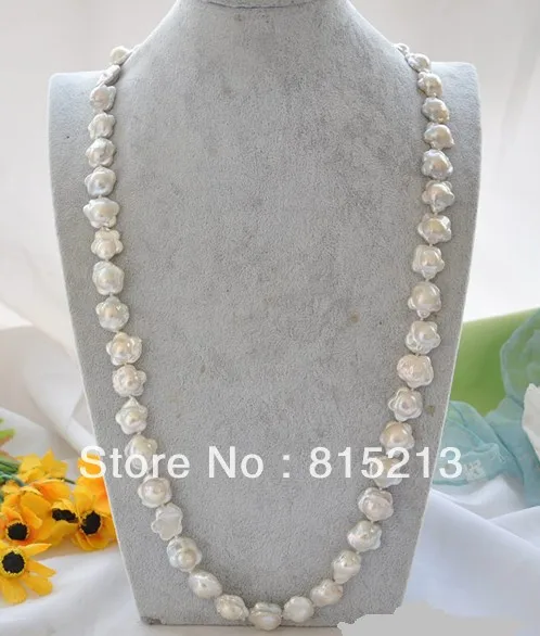 

FREE SHIPPING>>>@@ > N543 32" 18mm plum blossom white KESHI REBORN PEARL NECKLACE