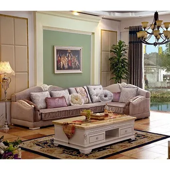 

European Fabric Sofa Combination Of Small Apartment Corner Of The Living Room Of The New Solid Wood Sofa