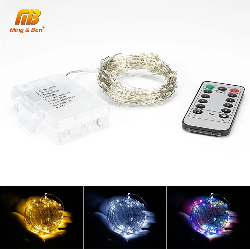 

LED Strip 10M 100Leds Copper Wire LED Lighting String 4.5V AAA Remote Control RGB For Christmas Holiday Party Decoration Light