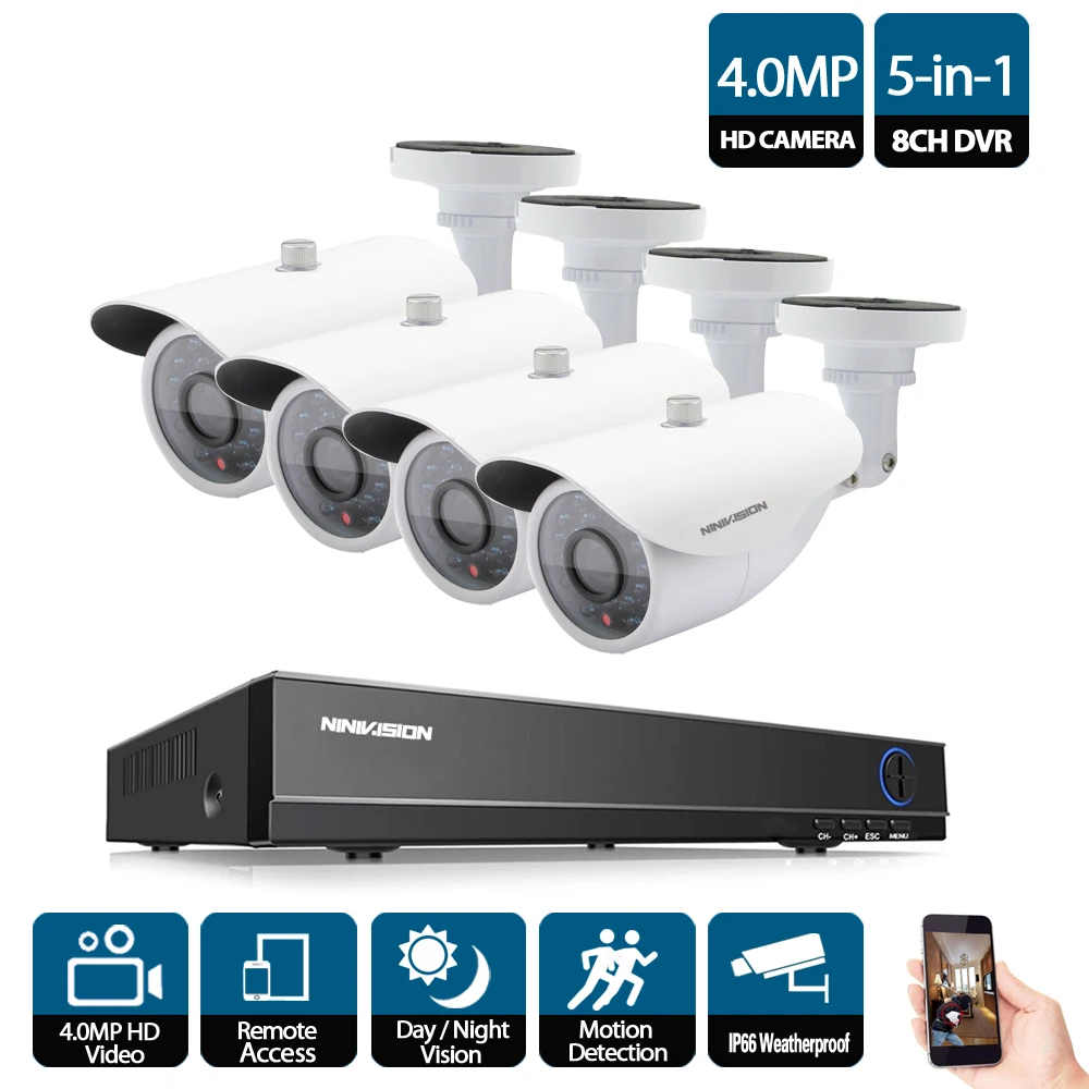 Система видеонаблюдения Full HD 4 МП 8 каналов AHD DVR 4*4 0 Мп|dvr kit|security camera kitcamera kit |