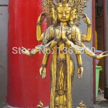 Xd 001309 4" Тибет Бронзовый Gild 11-faces 8-arms Авалокитешвара Кван-инь Статуя Будды