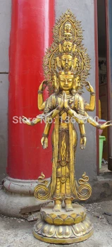 

xd 001309 43"Tibet Bronze Gild 11-faces 8-arms Kwan-yin Avalokitesvara Buddha Statue