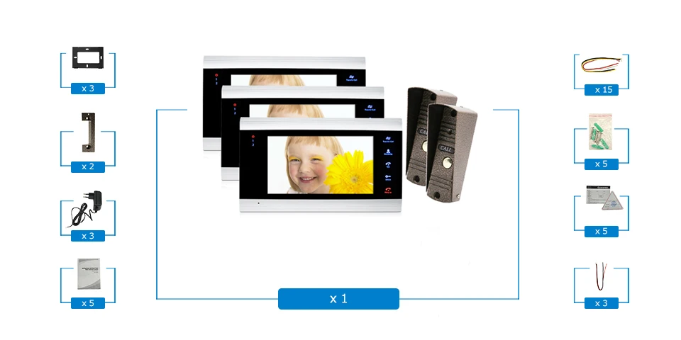 Оптовая продажа видео видеопереговорное устройство 2-3 Главная система контроля доступа Обнаружение движения мульти-языки экранное меню
