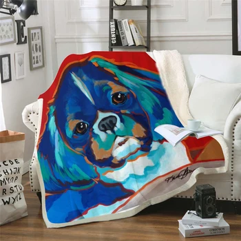 

Dog Print Hippie Pug Sherpa Blanket on Beds Animal Cartoon Plush Throw Blanket for Kids Bedspread Bulldog Sofa Cover Dropship