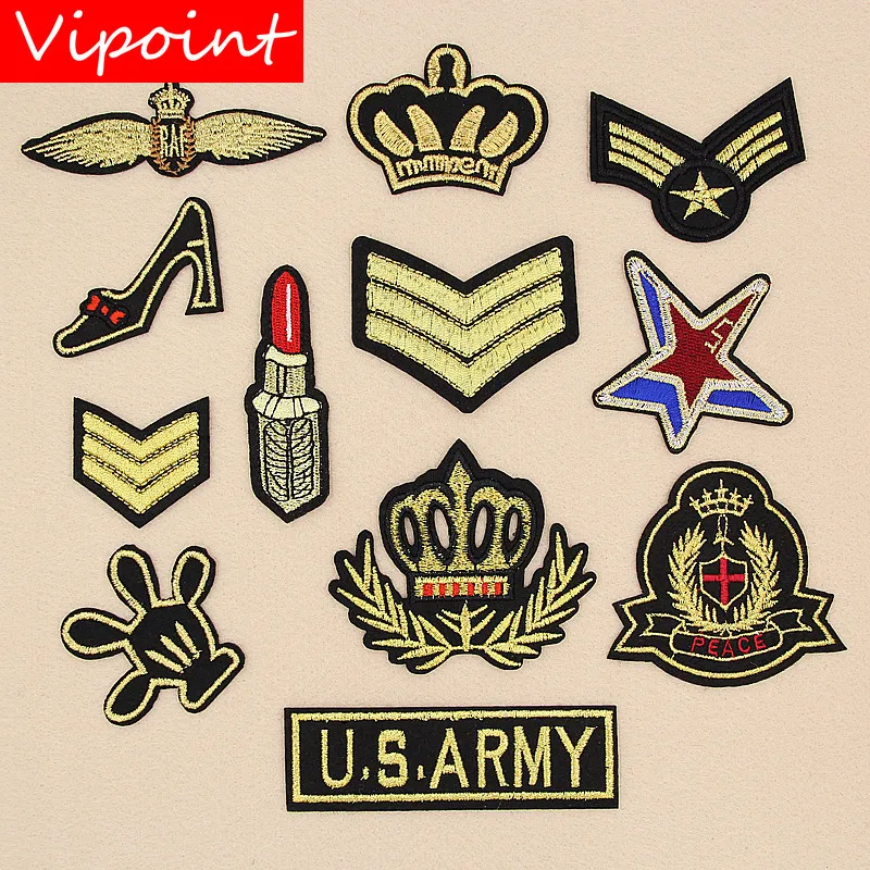 

VIPOINT embroidery Army patches star crown patches badges applique patches for clothing XW-129