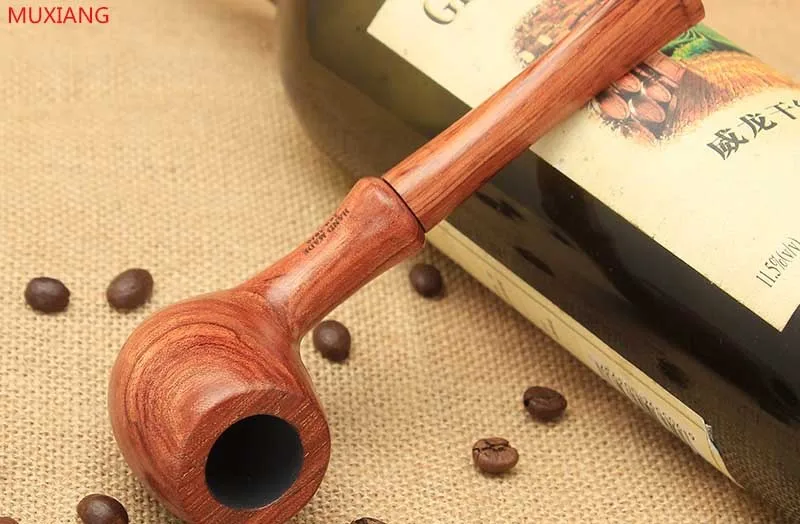 5 rosewood straight smoking pipe with wooden mouthpiece stem good look