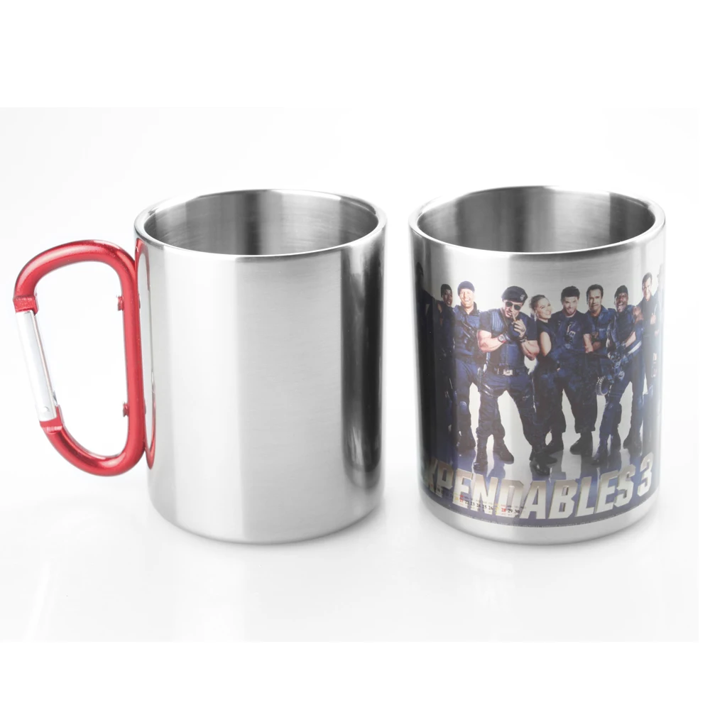 

20 pcs Personalized Sublimation 300ml Stainless Steel Coffee Mug with red handle