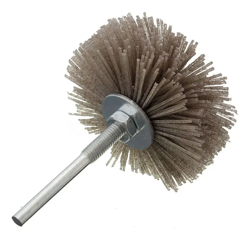6mm Shank 80mm Dia Abrasive Nylon Wheel Brush Woodwork Polish Bench