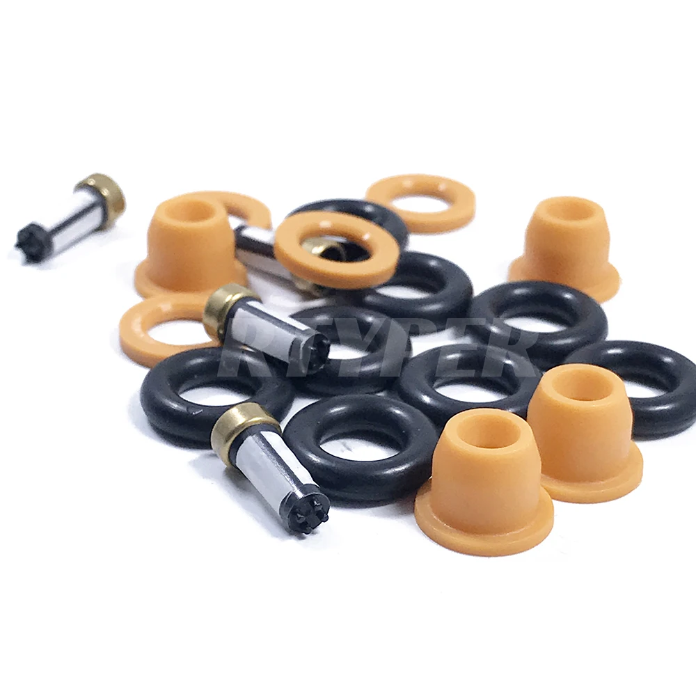 4 Sets Injector Repair Kits Micro Filter Oring Plastic Gasket Pintle Cap 02103 For Bosch 0280150951 for Audi A4/S4/S6/A6 2.0 2.2