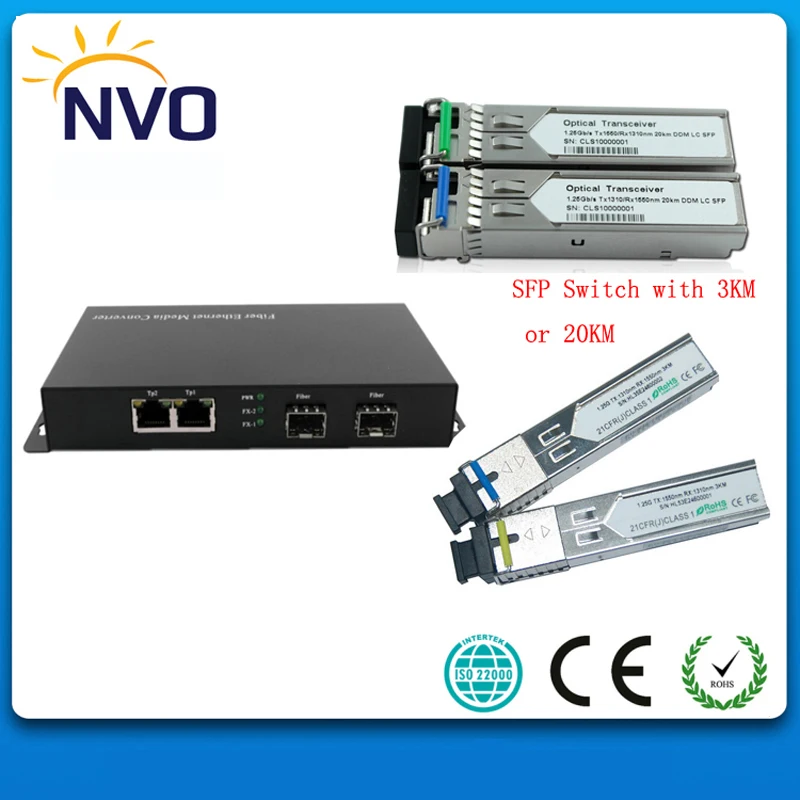 

1000M 2RJ45 +1000M 2SFP,Euro Charger,External power supply,Unmanaged Fiber Switch+1.25G,SM,1310/1550,3KM,No DDM,SC BiDi SFP
