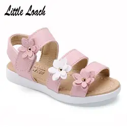 Для детей, на лето сандалии цветок Римские сандалии мягкая подошва из искусственной кожи пляжная обувь для дождя Размеры 21-36 белый розовый