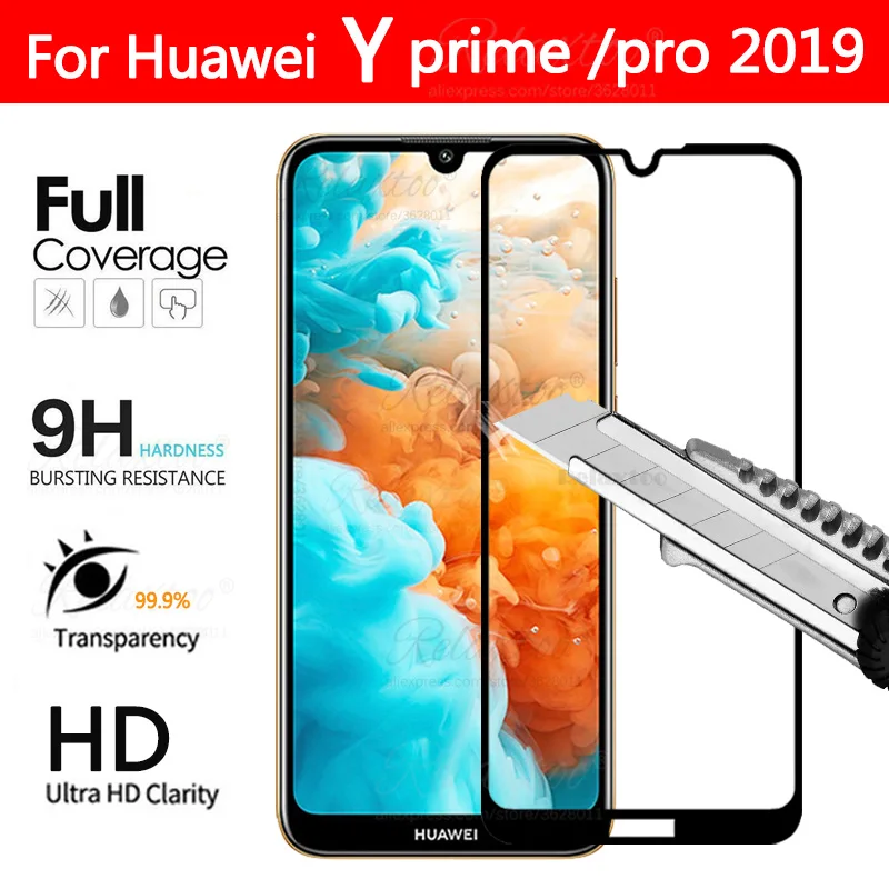 

y6 pro 2019 Full cover Tempered Glass For Huawei Y5 Y6 Y7 prime pro 2019 case on For Huawei huawey hauwei y 6 7 Protective glass