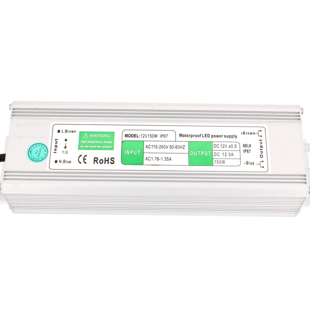 

AC 110-260V to DC 12V 150W UK Plug IP67 Waterproof Electronic LED Driver Power Supply LED Strip Strings Lamp Transformer Adapter