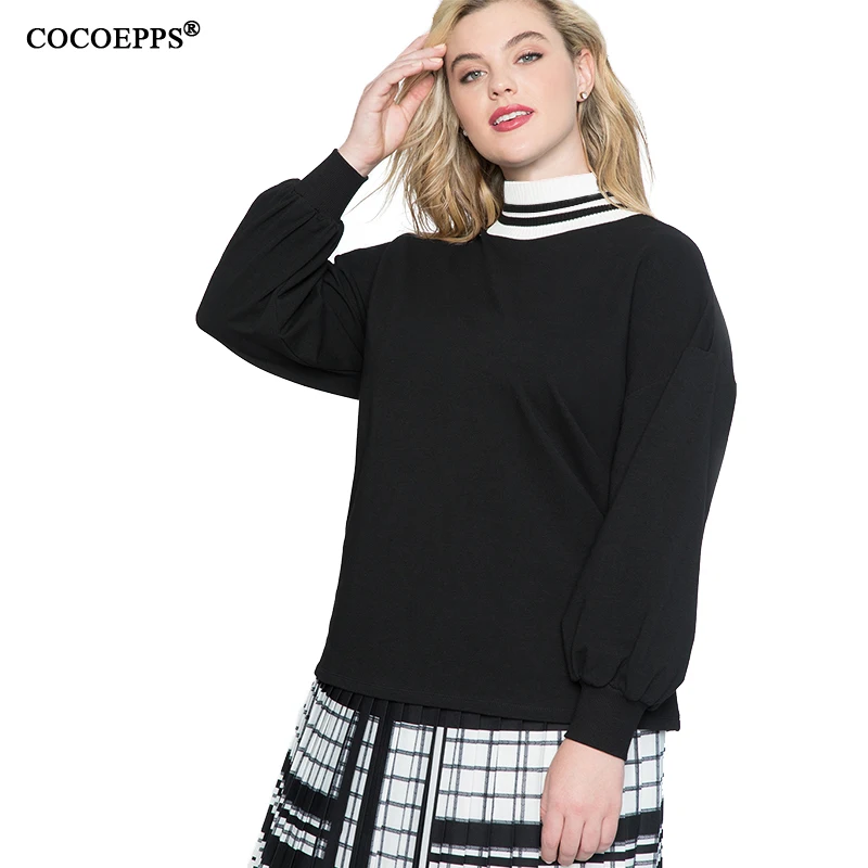 

4XL 5XL 2019 Spring Plus Size Women Tops Casual Turtleneck Big Sizes Female Top Tees Striped Long Sleeve T-shirt Large Size Tops
