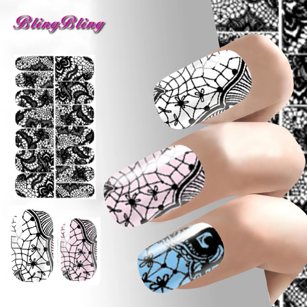 Fashion Beauty Nail Wraps Sticker Full Self Adhesive Polish Lace Flower