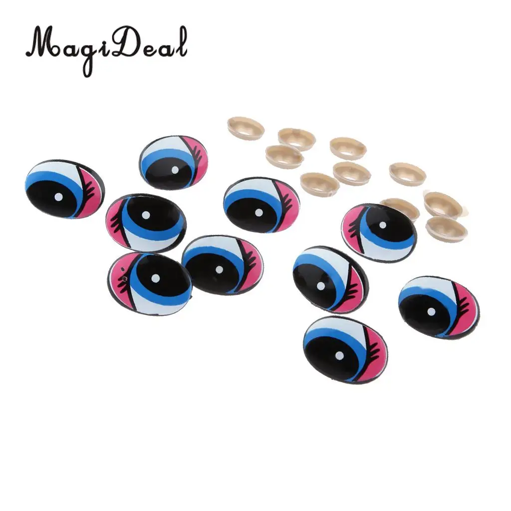 MagiDeal 5 Pairs Plastic Safety Eyes Cartoon Moving Eyes for Bear Doll Puppet Crafts Plush Animals Cats Frogs Dragons Fairies