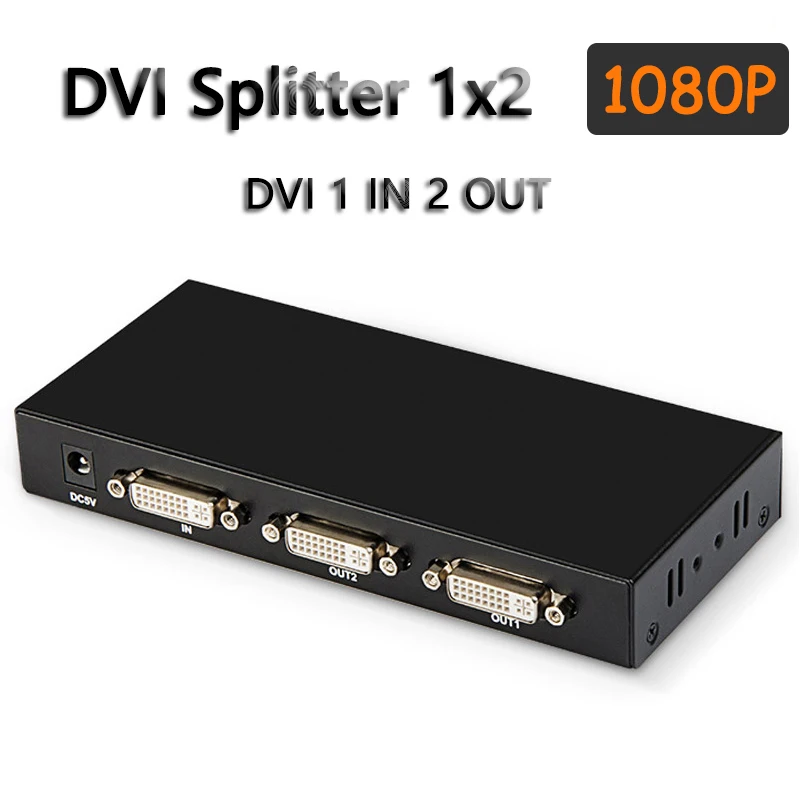 DVI Splitter 1X2 DVI-D Distributor 1 in 2 Out for Engineering Projector Monitor Computer Graphic Card