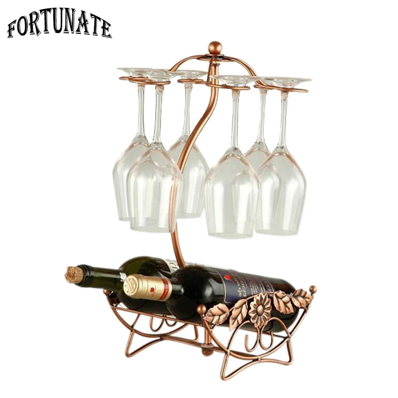 European Style Iron Olive Branch Wine Racks Handmade Plating Process