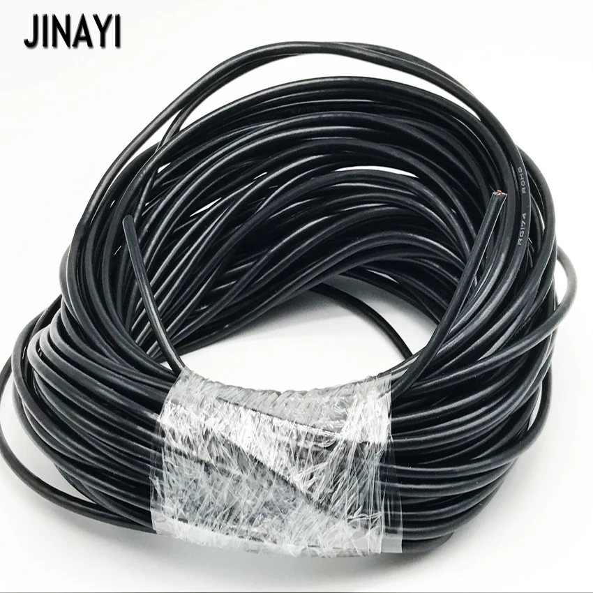 Коаксиальный кабель 20 м 60 футов Φ RG174 RF черный 50 Ом|cable 20m|5 wire cablecable 5 wires |