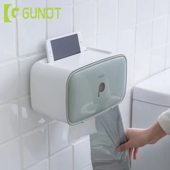 

GUNOT Portable Toilet Paper Holder Wall Mounted Toilet Paper Dispenser Waterproof Tissue Storage Box Bathroom Accessories