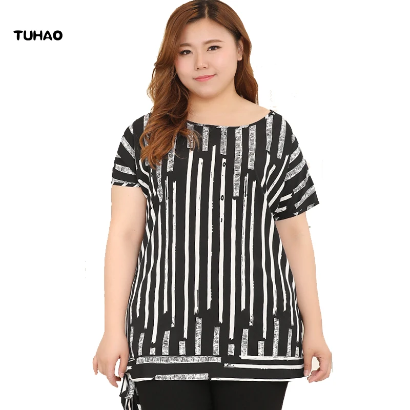 Блузка женская в полоску длинная 4XL 6XL 8XL 10XL|Блузки| |