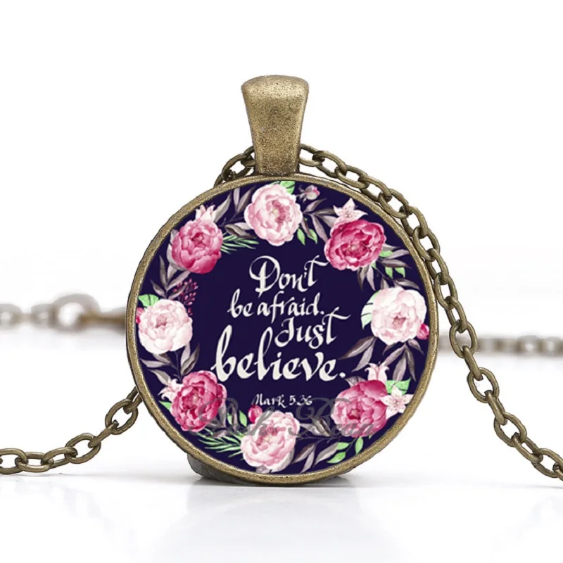 Bible Verses Vintage Necklace Handmade Chapter Glass Cabochon Pendant
