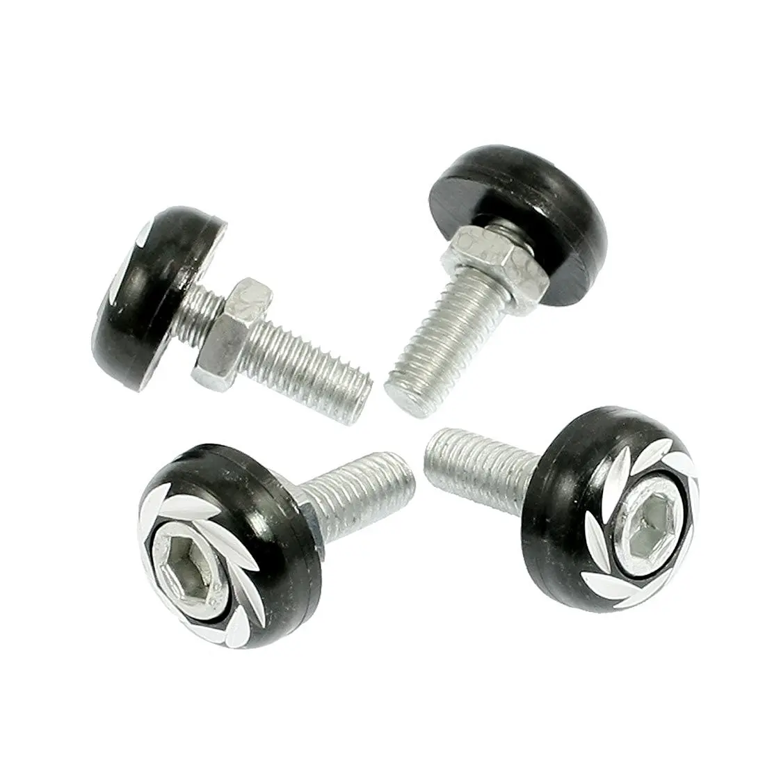 HHTL-Car License Plate Frame Bolts Screws Decoration Black Silver Tone 4 Pcs | Обустройство дома