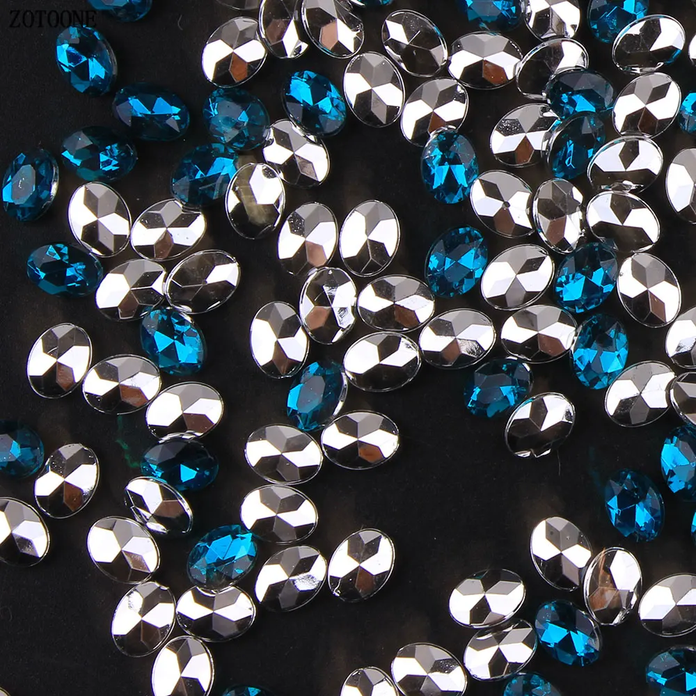 ZOTOONE 6*8 мм Синий Зеленый овальной формы акриловые украшения для ногтей Стразы