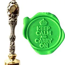 Изображение на заказ логотип Винтаж сохранять спокойствие и носить корону роскошный воск уплотнение штамп латунный Павлин металлической ручкой подарочный набор