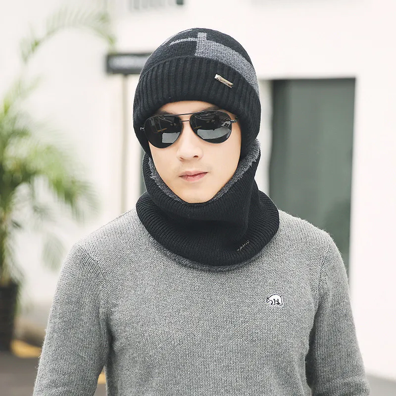 Neck Warmer Knitted Ski Bibs Hat Winter Snow Sport Skateboard Men Beanie Skullies Beanies Thicken Plus Velvet Scarf Mask
