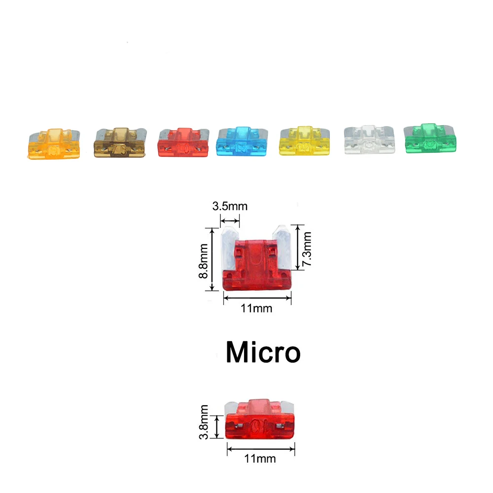 50pcs Car Truck Micro Blade Fuses 5A 7.5A 10A 15A 20A 25A 30A AMP Plastic Box Assortment Clip Car Fuses Kit