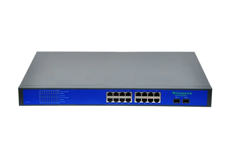 250 Вт мощность 16 + 2 Порты и разъёмы полный Giga коммутатор питания через ethernet