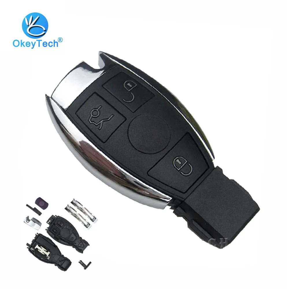 

OkeyTech for Benz 3 Button Smart Card Car Remote Key Shell Cover Case Replacement Fob for Mercedes Benz MB C E ML S SL SLK CLK