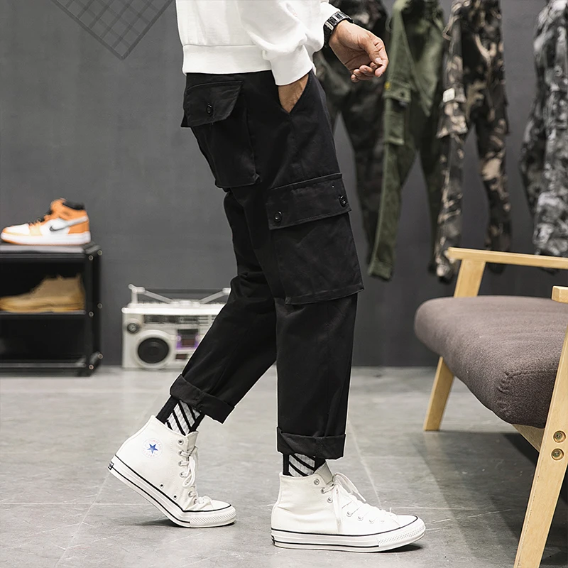 2019 Promotion Only Today Cargo Pants For Men Black Multi-pocket Fashion Japanese Designer Cool Classic Homme Pants Trousers