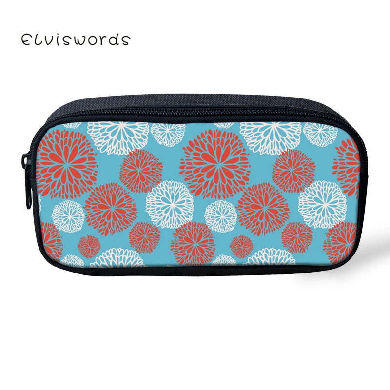 

ELVISWORDS Pencil Case Floral Heart-shaped Printed Pretty Women Cosmetic Bags Children Girls Boys Stationery School Supplies