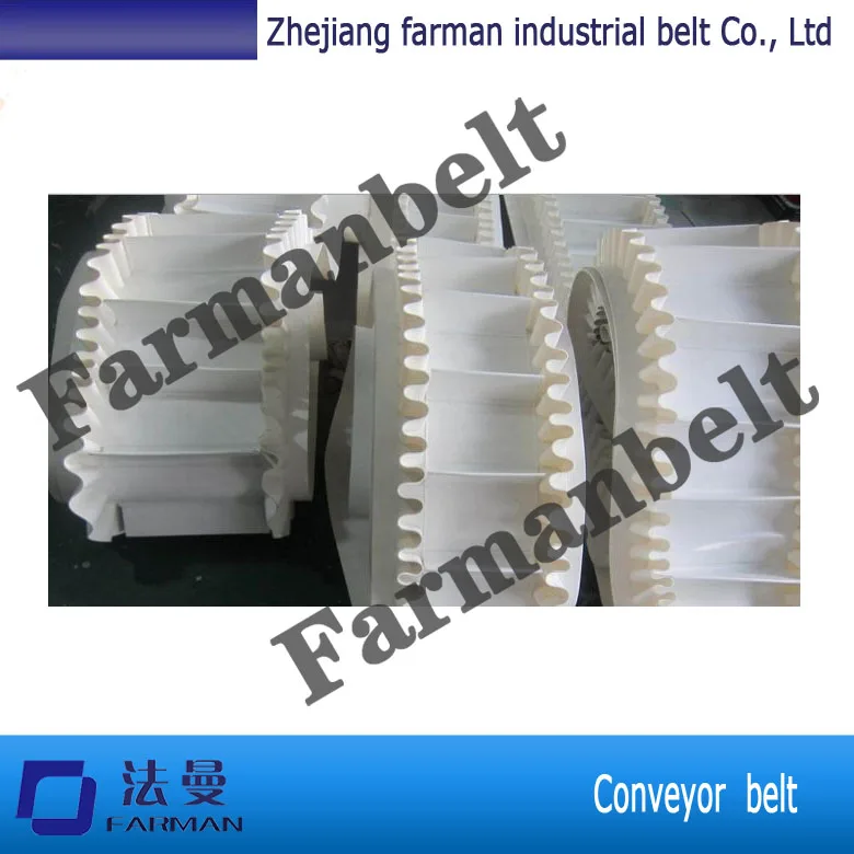 Trade assurance Modular Plastic PU cleated conveyor belt with baffle plate