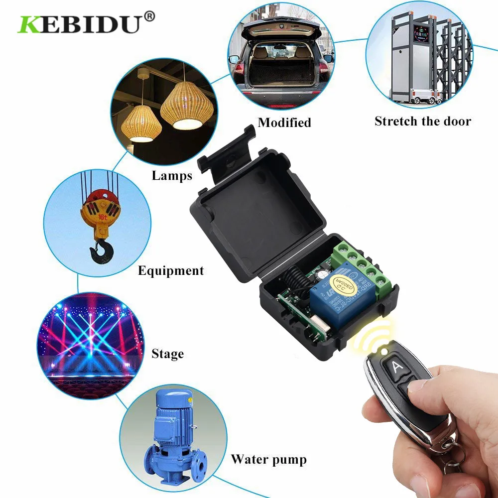 

kebidu Newest 433Mhz Universal Wireless Remote Control Switch DC 120V 1CH Relay Receiver Module & RF 433 Mhz Remote Controls