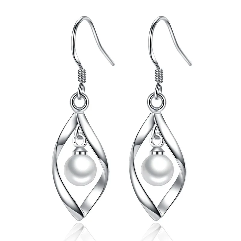 

New 925 Sterling Silver Dangle Earrings Luxury Pearl Earrings For Women Ear Jewelry Brincos Pendientes