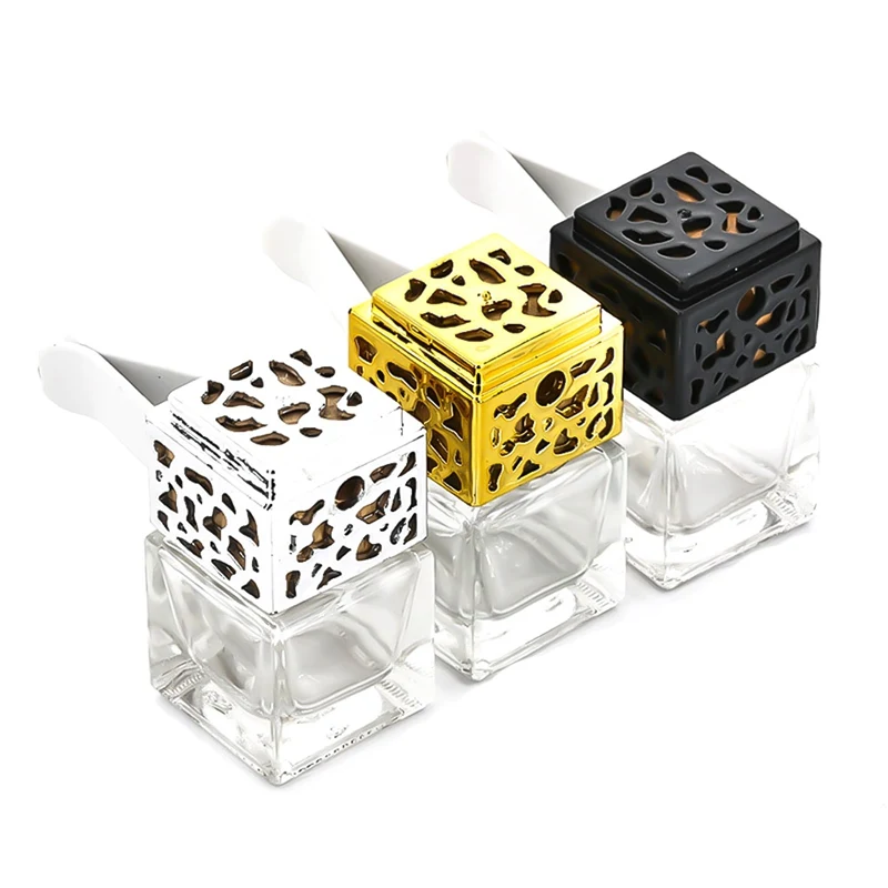 

1Pc Square Perfume Bottle Air Conditioner Air Outlet Empty Glass Bottle With Clip Auto Air Freshener Accessories
