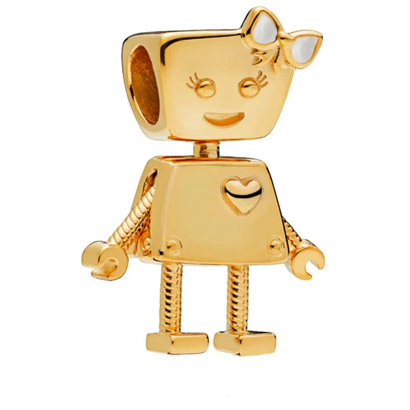 

Shine Bella Bot Charm Fits Charm Bracelet Original 925 Sterling DIY Making Jewlery 2018 Winter Collection Golden Color