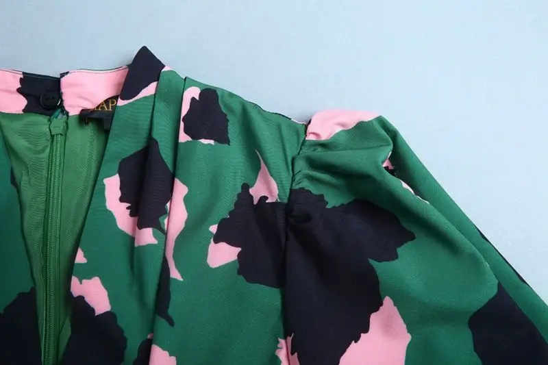 2019 Runway Vintage Boho Polka dot Long Dress Short Sleeve Green Elegant Women Fashion Designer Party Maxi Dresses (3)