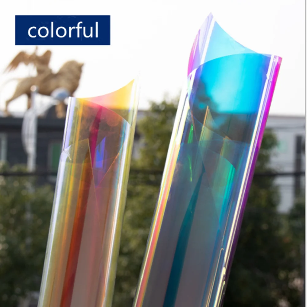 HOHOFILM 2pcs 1x4m Rainbow Iridescent window film,Decorative Rainbow Effect Window Sticker