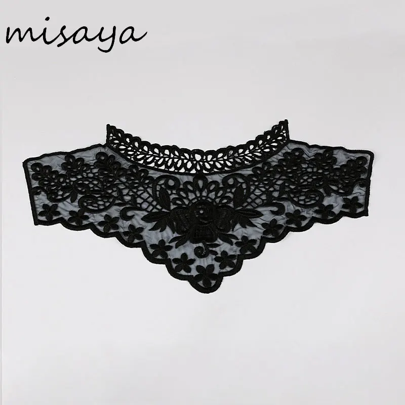 Misaya 1 шт. черная сетка с вышивкой органза гипюр кружевной воротник тканевый DIY