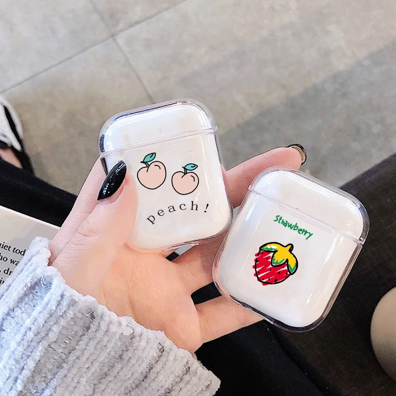 

Cute Case For Apple airpods case Cartoon Fruit Peach Cactus Wireless Bluetooth Earphone Case For Airpods Hard Protective Case
