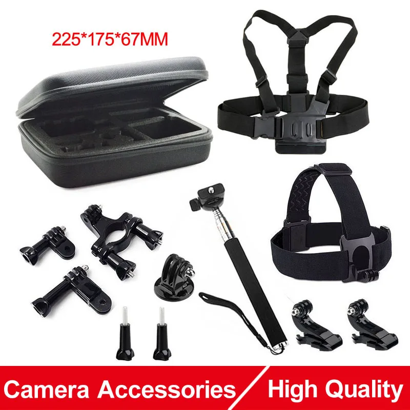 

Action Camera Accessories Set EVA Collecting Box Monopod Tripod Headband for SJCAM SJ4000 M10 Gopro Hero 5 4 EKEN H9 Xiaomi Yi