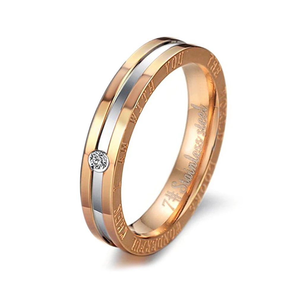 

AENINE Romantic Lovers' Stainless Steel Wedding Rings Classic AAA Cubic Zirconia Women Men Couple Ring Jewelry Gift OGJ306